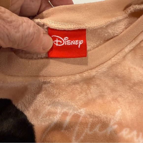 Disney Mickey Mouse Pullover Velour Sweatshirt Peach Junior Size Medium (7-9) - Picture 8 of 12